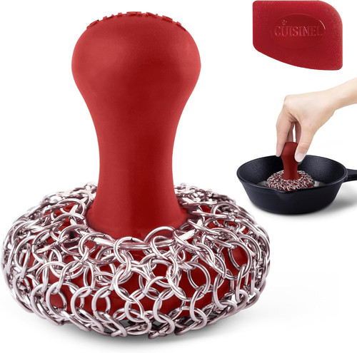 Cast iron chainmail scrubber - iron,