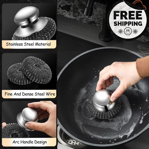 Stainless steel dish scrubber - steel,