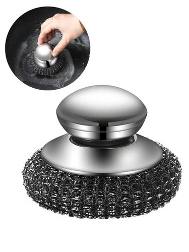 Stainless steel pan scrubber - stainless,